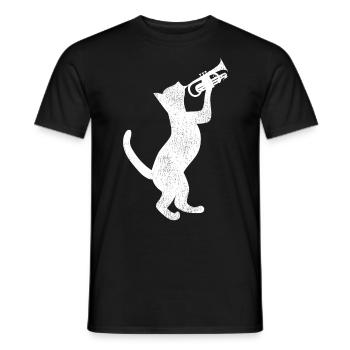 Trumpet Player Cat Vintage - Männer T-Shirt - Schwarz - Vorne - AI Model Male 178 light (178cm)