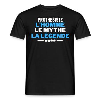 PROTHESISTE l'homme le mythe la légende - humour - T-shirt homme - noir - Devant - AI Model Male 178 light (178cm)