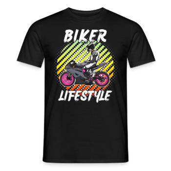 Motorcycle Lifestyle / Motorcycle / Motorcycle biker - Men's T-Shirt - black - Front - AI Model Male 178 light (178cm)