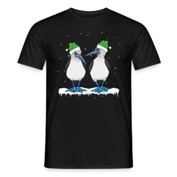 Oiseaux marins Noël à pieds bleus - T-shirt homme - noir - Devant - AI Model Male 178 light (178cm)
