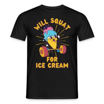 Crème Glacée Musculation Squat Crème glacée Fitness kawaii - T-shirt homme - noir - Devant - AI Model Male 178 light (178cm)