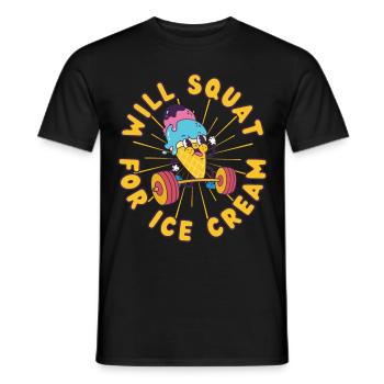 Crème Glacée Musculation Squat Crème glacée Fitness kawaii - T-shirt homme - noir - Devant - AI Model Male 178 light (178cm)