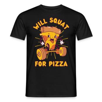 Pizza Musculation Squat Fitness Pizza kawaii - T-shirt homme - noir - Devant - AI Model Male 178 light (178cm)