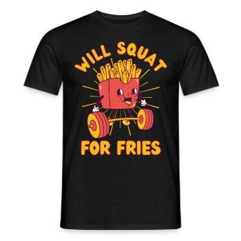 Français Strength Training Squat Fitness Fries kawaii - T-shirt homme - noir - Devant - AI Model Male 178 light (178cm)