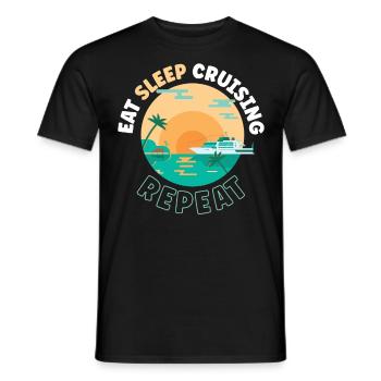 Vacances en bateau de croisière Manger dormir - T-shirt homme - noir - Devant - AI Model Male 178 light (178cm)