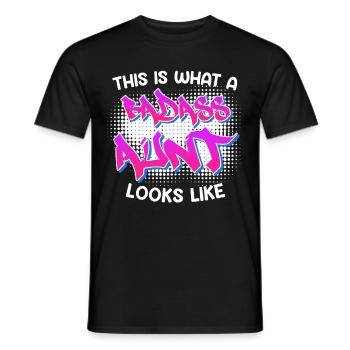 This is what a cool aunt from Bad As's aunt looks like - Men's T-Shirt - black - Front - AI Model Male 178 light (178cm)