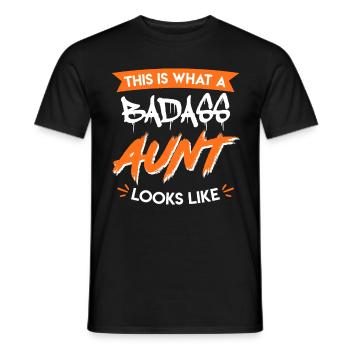 This is what cool aunt from family Badass Aunt looks like - Men's T-Shirt - black - Front - AI Model Male 178 light (178cm)