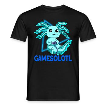 Gamesolotl Video Gamer Kawaii Anime Axolotl - Männer T-Shirt - Schwarz - Vorne - AI Model Male 178 light (178cm)