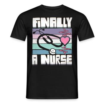 Finally a Nurse Nursing School - Men's T-Shirt - black - Front - AI Model Male 178 light (178cm)