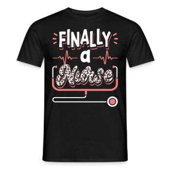 Finally a Nurse Nursing School - Men's T-Shirt - black - Front - AI Model Male 178 light (178cm)