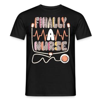 Finally a Nurse Nursing School - Men's T-Shirt - black - Front - AI Model Male 178 light (178cm)