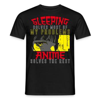 Dormir résout la plupart de mes problèmes Anime - T-shirt homme - noir - Devant - AI Model Male 178 light (178cm)