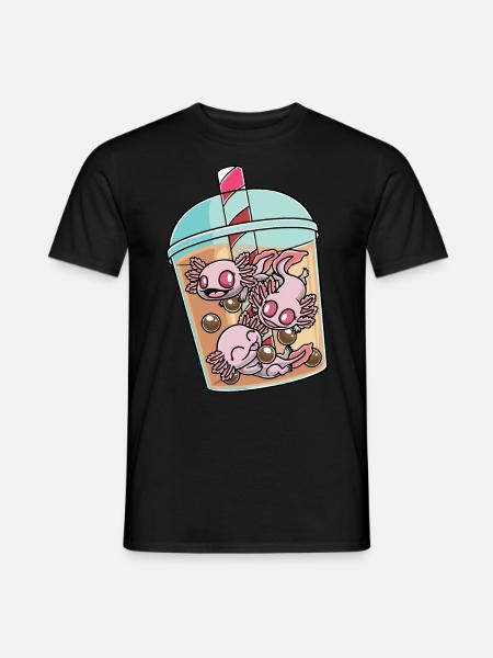 Axolotl In Bubble Tea - Männer T-Shirt - Schwarz