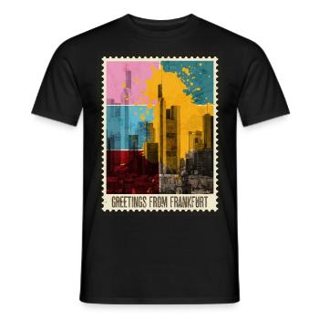 Frankfurt Germany City Skyline Stamp - Men's T-Shirt - black - Front - AI Model Male 178 light (178cm)