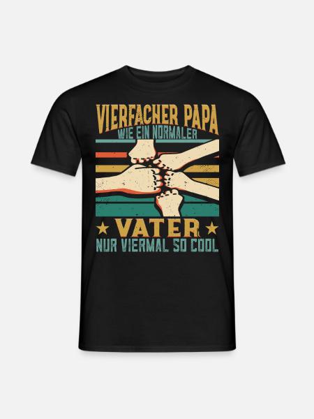 Vierfacher Papa Nachwuchs Vater 4 Kinder - Mænd T-shirt - sort