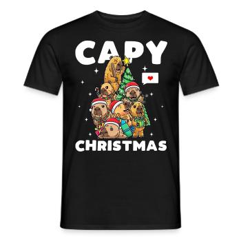 Capybara Noël Drôle - T-shirt homme - noir - Devant - AI Model Male 178 light (178cm)