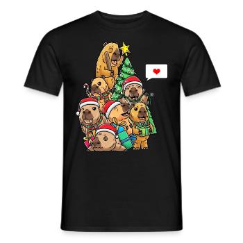 Capybara Noël Drôle Noël - T-shirt homme - noir - Devant - AI Model Male 178 light (178cm)