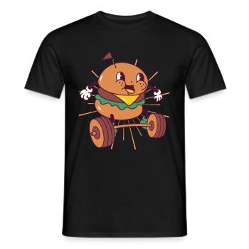 Burger Kraftsport Squat Fitness Burger kawaii - Männer T-Shirt - Schwarz - Vorne - AI Model Male 178 light (178cm)