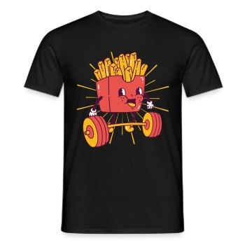 Français Strength Training Squat Fitness Fries kawaii - T-shirt homme - noir - Devant - AI Model Male 178 light (178cm)