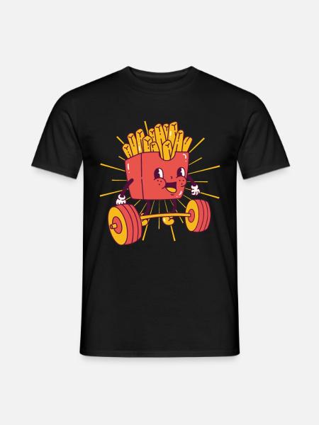 Pommes Kraftsport Squat Fitness Fritten kawaii - Männer T-Shirt - Schwarz