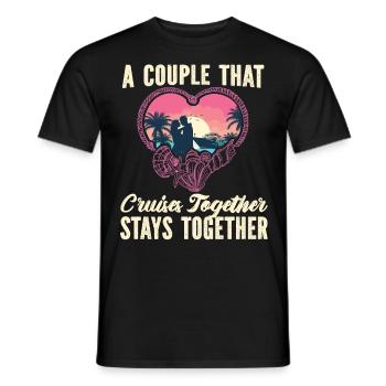 Couples de vacances en bateau de croisière - T-shirt homme - noir - Devant - AI Model Male 178 light (178cm)