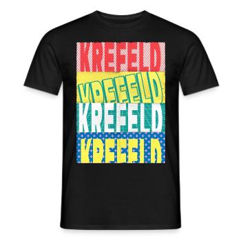Krefeld Germany City Font Skyline - Men's T-Shirt - black - Front - AI Model Male 178 light (178cm)