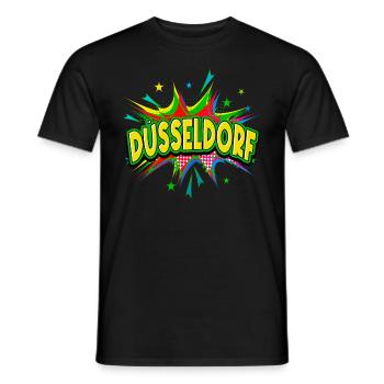 Dusseldorf Germany City Pop Art Comic Art - Men's T-Shirt - black - Front - AI Model Male 178 light (178cm)