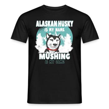 Alaskan Husky Mushing Game Design pour les fans de Husky - T-shirt homme - noir - Devant - AI Model Male 178 light (178cm)