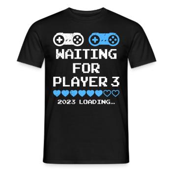 En attendant le joueur 3 Futurs Parents Papa Maman - T-shirt homme - noir - Devant - AI Model Male 178 light (178cm)