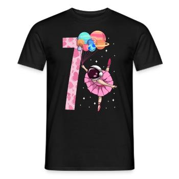 Ballerina astronaute Fille 7ème anniversaire - T-shirt homme - noir - Devant - AI Model Male 178 light (178cm)
