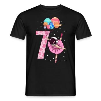 Ballerina astronaute Fille 7ème anniversaire - T-shirt homme - noir - Devant - AI Model Male 178 light (178cm)