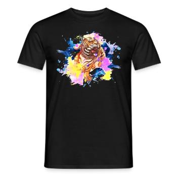 Tiger Splash Grunge Colorful Animal Predator Art - T-shirt homme - noir - Devant - AI Model Male 178 light (178cm)