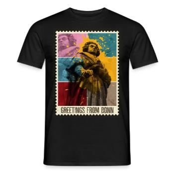 Bonn Deutschland Stadt Skyline Briefmarke Bunt - Männer T-Shirt - Schwarz - Vorne - AI Model Male 178 light (178cm)