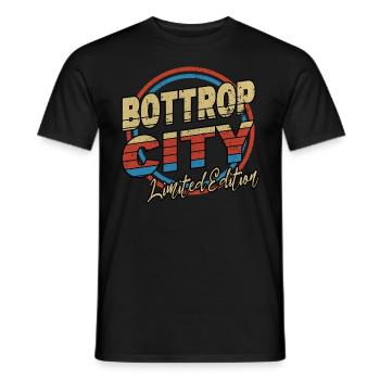 Bottrop Germany City Font 80s Style - Men's T-Shirt - black - Front - AI Model Male 178 light (178cm)