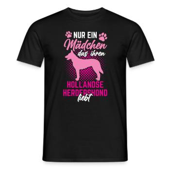 Mädchen das ihren Hollandse Herdershond liebt - Männer T-Shirt - Schwarz - Vorne - AI Model Male 178 light (178cm)