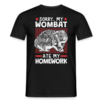 Un wombat a mangé mes devoirs - T-shirt homme - noir - Devant - AI Model Male 178 light (178cm)