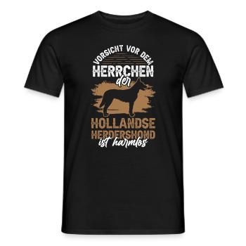 Vorsicht Hollandse Herdershond Herrchen - Männer T-Shirt - Schwarz - Vorne - AI Model Male 178 light (178cm)