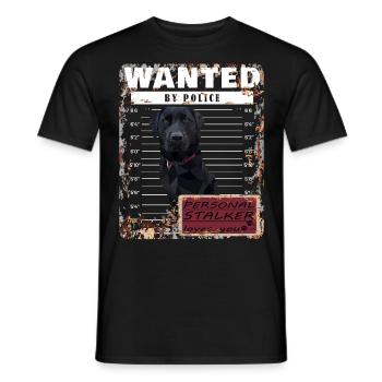 Motif amusant Black Labrador WANTED - T-shirt homme - noir - Devant - AI Model Male 178 light (178cm)