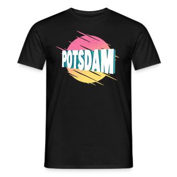 Potsdam Deutschland Stadt Schrift Vintage Retro - Männer T-Shirt - Schwarz - Vorne - AI Model Male 178 light (178cm)