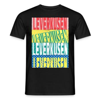Leverkusen Germany City Font Skyline - Men's T-Shirt - black - Front - AI Model Male 178 light (178cm)