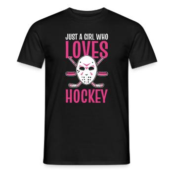Juste une fille qui aime le hockey Fille de hockey sur glace - T-shirt homme - noir - Devant - AI Model Male 178 light (178cm)