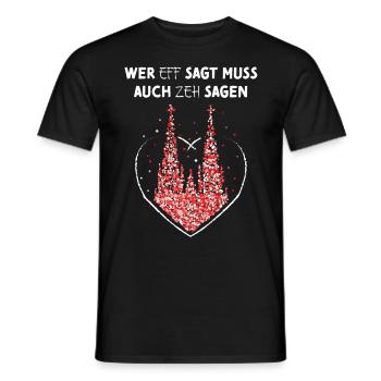 Rot Weiss Rut Wies Dom Kölnerin Kostümersatz Jeck - Männer T-Shirt - Schwarz - Vorne - AI Model Male 178 light (178cm)
