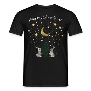 Hasen Kanninchen Weihnachtsbaum Christbaum Xmas - Männer T-Shirt - Schwarz - Vorne - AI Model Male 178 light (178cm)
