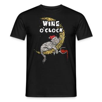 Christmas Cat Lovers Santa Hat Wine - Men's T-Shirt - black - Front - AI Model Male 178 light (178cm)