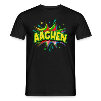 Aachen Germany City Pop Art Comic Art - Men's T-Shirt - black - Front - AI Model Male 178 light (178cm)