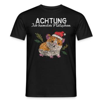 Hamster Plätzchen Weihnachtsbacken Kekse Hamstern - Männer T-Shirt - Schwarz - Vorne - AI Model Male 178 light (178cm)