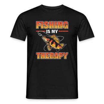 Fishing Is My Therapy Fish Hunting - Männer T-Shirt - Schwarz - Vorne - AI Model Male 178 light (178cm)