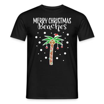 Merry Christmas Christmas Outfit Palm Beach Sea - Men's T-Shirt - black - Front - AI Model Male 178 light (178cm)
