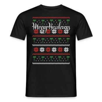 Merry Beachmas Palm Beach Nordic Patterns - Men's T-Shirt - black - Front - AI Model Male 178 light (178cm)