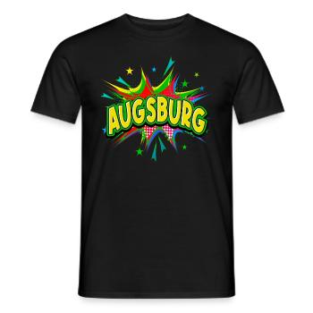 Augsburg Germany City Pop Art Comic Art - Men's T-Shirt - black - Front - AI Model Male 178 light (178cm)